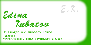 edina kubatov business card